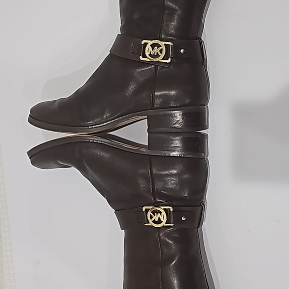 Michael Kors knee high boot Brown MK logo low heel Size 9 - Picture 5 of 11